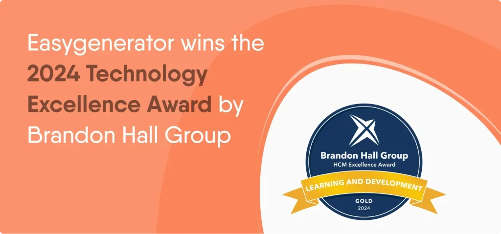 Easygenerator wins 2024 Golden Brandon Hall Award.